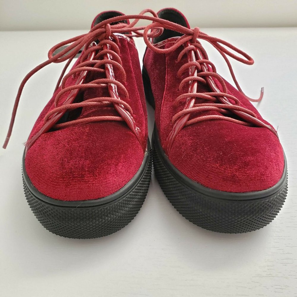 Migato Rare Burgandy Velvet Emoji Heel Sneaker - Picture 6 of 8